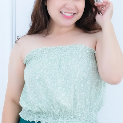 Áo ống LMcation Carol - Hoa Nhí Xanh Cốm