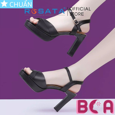 Giày sandal nữ cao gót 8p RO598 màu đen ROSATA tại BCASHOP kiểu dáng công sở thanh lịch và sang trọng