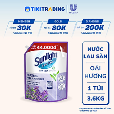 Nước Lau Sàn Sunlight Tinh Dầu Thảo Mộc Hương Lavender Túi 3.6KG