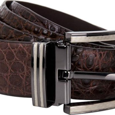 Thắt Lưng Nam Da Cá Sấu Gai Bụng Bản Lớn Đầu Kim Huy Hoàng HT4231 - Nâu Đất