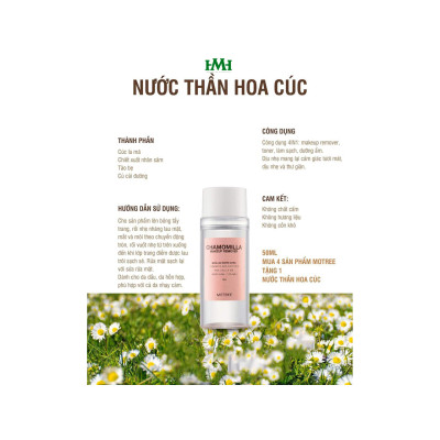 Nước Thần Hoa Cúc Motree, nước tẩy trang sàm sạch sâu, tẩy trang dịu nhẹ hoa cúc