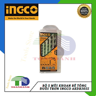 Bộ 5 mũi khoan bê tông đuôi trơn ingco AKDB3055
