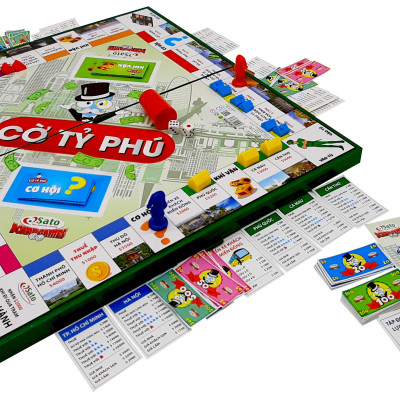 Boardgame Cờ Tỷ Phú Việt Nam Sato Cỡ Lớn 42x42 Tặng Kèm Xúc Xắc Gỗ-Trò Chơi Rèn Luyện Tư Duy Làm Giàu