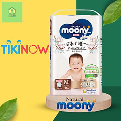 Tã/bỉm quần Moony cao cấp Natural đủ size M46/L36/XL32 Vaca Baby House