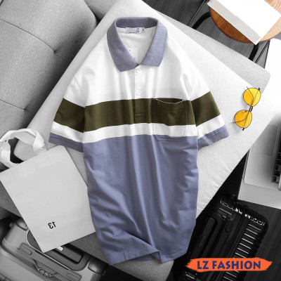 ÁO THUN TAY NGẮN CÓ CỔ PHỐI TÚI SỌC ĐỘC ĐÁO, PHONG CÁCH LỊCH LÃM - LZ FASHION - LZPS143