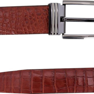 Thắt Lưng Nam Da Cá Sấu Gai Bụng Bản Lớn Đầu Kim Huy Hoàng HT4229 - Nâu Đỏ