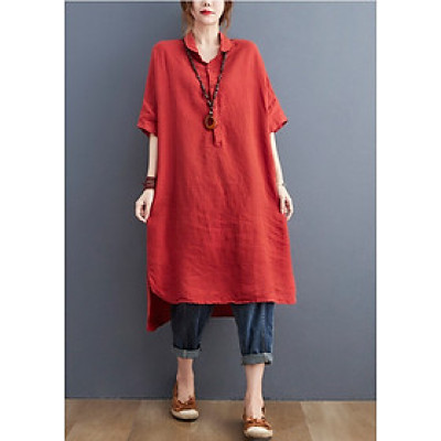 Đầm sơ mi nữ form suông, thiết kế đuôi tôm điệu đà, nhẹ nhàng, phong cách Hàn quốc Da208