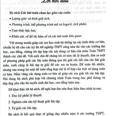 Các bài toán chọn lọc: Phương trình, bất phương trình mũ và logarit, tích phân