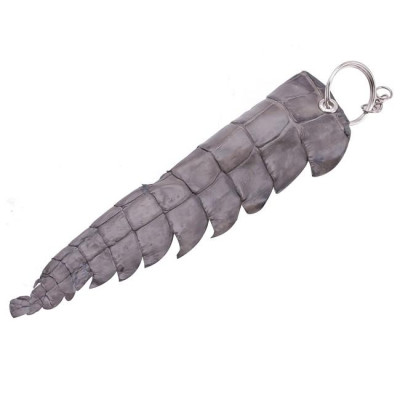 Móc khóa da cá sấu Huy Hoàng gai đuôi màu xám-HP8238