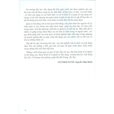 Sách - Giáo Trình Quản Lý Bất Động Sản - NXB Xây Dựng