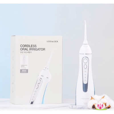 Máy Tăm Nước Không Dây LocknLock Cordless Oral Irrigator màu xanh ENR156BLU, Hàng chính hãng, 4 chế độ làm sạch- JoyMall