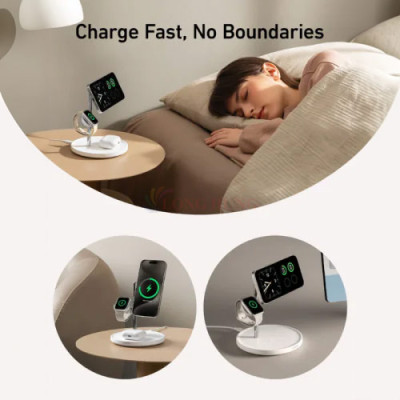 Đế sạc Anker MagGo Wireless 3 in 1 USB-C 15W Charge.Stand B25M3 - Hàng chính hãng