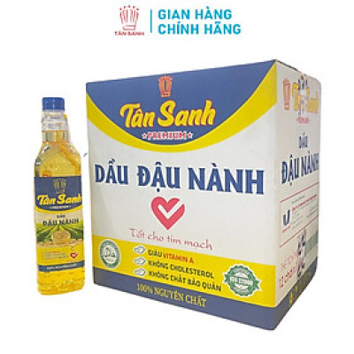 [TẶNG 2 CHAI DMR 120ML] 1 Thùng 12 CHAI  - Dầu Đậu Nành Tân Sanh Loại Chai 1 Lít