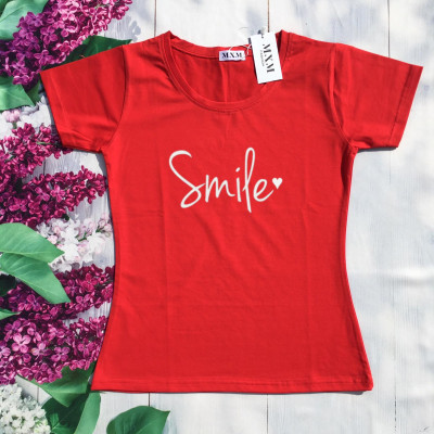 Áo thun nữ in chữ Smile thun cotton 4 chiều form ôm body MXM ( ANU026 )
