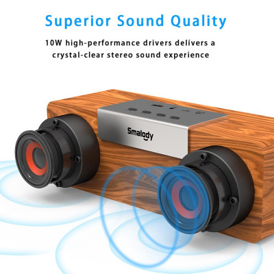 Loa BT di động ngoài trời bằng gỗ âm thanh nổi,đa chức năng,không dây 