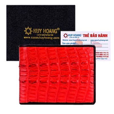 HJ2250 - Bóp nam Huy Hoàng da cá sấu gai màu đỏ