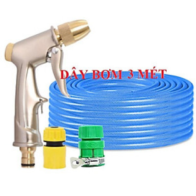 ️Evoucher Bộ dây vòi xịt nước rửa xe, tưới cây , tăng áp 3 lần, loại 3m, 5m 206701-1Tđầu đồng, cút+  túi đựng bút
