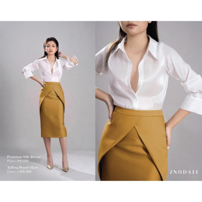 Chân váy bút chì với chi tiết vạt đáp chéo SK017M