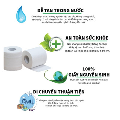 Hai lốc giấy vệ sinh An Khang Classic10 hai lớp - 10 cuộn / lốc