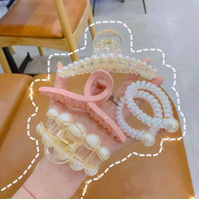 Combo 5 kẹp tóc, kẹp càng cua đính kèm ngọc trai, cột tóc Hàn Quốc cực đẹp KT28