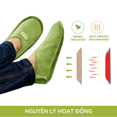 Đôi Giày Chườm Nóng Thảo Dược Giảm Đau Bàn Chân Dùng Điện Phiên Bản Vỏ Đai Bằng Vải Da Lộn - Hapaku