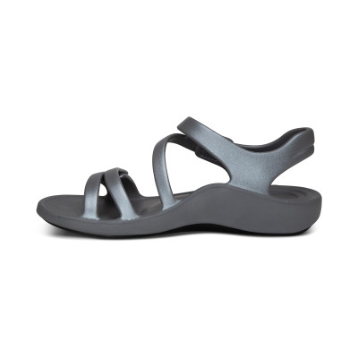 Sandal sức khoẻ nữ Aetrex Jillian Sport Grey- Sandal nâng vòm mềm nhẹ, không thấm nước