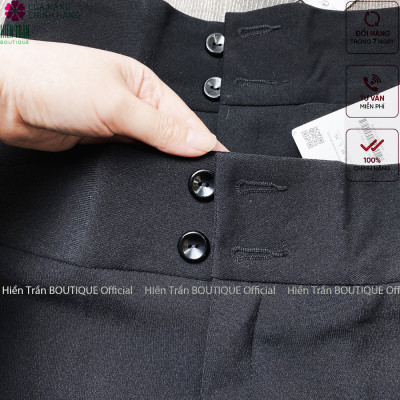 Quần ống loe lưng cao 2 cúc chất vải trượt Thái co giãn nhẹ, tạo dáng sành điệu công sở tôn dáng ống vẩy nữ