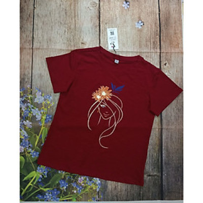 Áo phông ngắn tay, áo thun nữ cộc tay VICCI AP.01.5 chất liệu cotton vân gỗ in hoạ tiết cô gái