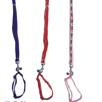 Dây dắt kèm vòng cổ có chuông cho Chó Mèo Dưới 5kg Bản rộng 1cm Dài 120cm Zichen In hình bất kỳ Chất liệu dù cao cấp