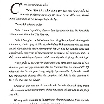 Sách - 150 Bài Văn Hay 10