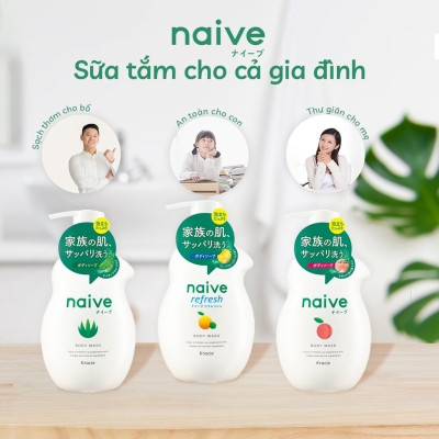 Sữa Tắm Hương Bưởi Thư Giãn Kracie Naive Body Wash (Refresh) - Chai 530ML