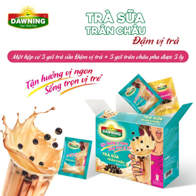 Combo 5 hộp trà sữa trân châu DAWNING Đậm vị trà, hương thơm trà tự nhiên giúp tỉnh táo 260g
