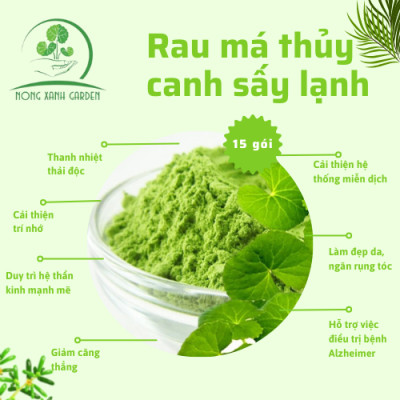 Nông Xanh Garden Bột Rau Má Thủy Canh Nguyên Chất Hộp 15 gói (3gr/1 gói) hòa tan uống liền, không đường, thanh nhiệt