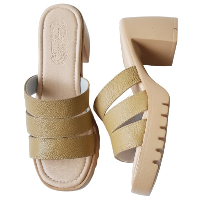 Dép Cao Gót Nữ BIGGBEN Da Bò Cao 8 Phân DCG100