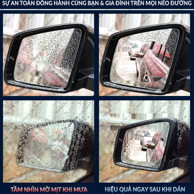 Bộ Miếng Dán Chống Nước Gương Ô Tô Xe Máy Dán Kính Chống Mưa Chống Đọng Nước Phủ NANO Cao Cấp