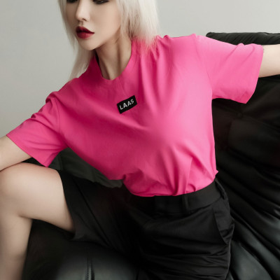 LAAS Áo thun logo fabric  trơn nhiều màu