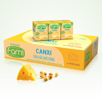 Thùng Sữa đậu nành Vinasoy Fami Canxi vị Phô Mai ( 200ml x 36 Hộp )