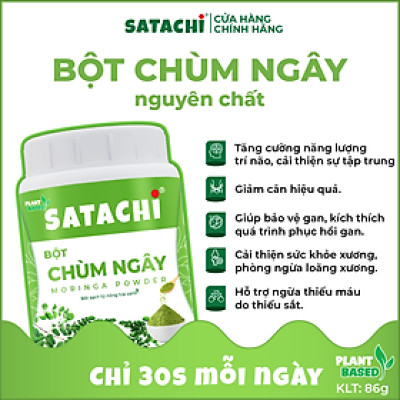 Bột Chùm Ngây SATACHI nguyên chất. Tăng cường Trí Não, bảo vệ Tim Gan, phòng ngừa bệnh Xương Khớp. Hộp 86g và 258g