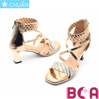 Giày công chúa 6 phân RO540 ROSATA tại BCASHOP hở mũi, quai ngang lấp lánh, quai ôm cổ chân và dây kéo phía sau