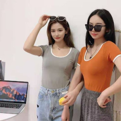 Áo Thun Nữ Basic Ôm Body Cổ Tròn Ngắn Tay Nhiều Màu Chất Liệu Cotton Co Giãn 