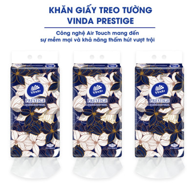 [3 GÓI KHĂN TREO TƯỜNG] Khăn giấy treo tường cao cấp Vinda Prestige 4D 3 lớp 212 tờ