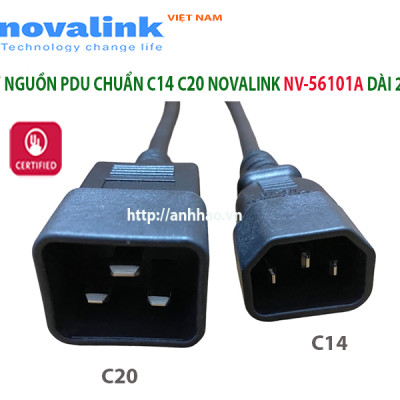 Dây nguồn C14 C20 dùng cho UPS, PDU, server dài 2m, Lõi đồng 3 x 2.08mm tiêu chuẩn UL - Hàng chính hãng