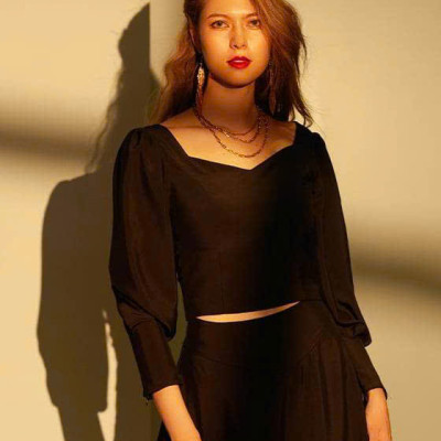 Chân váy chữ A xoè midi dài qua gối Vĩ Dạ SKI039 thời trang thiết kế Hity