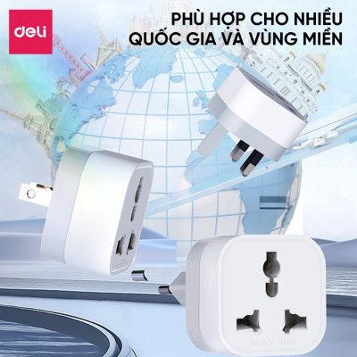 Phích Cắm Chuyển Đổi 3 Chân Sang 2 Chân, Ổ Cắm Tiêu Chuẩn Châu ÂU, Mỹ, Anh Dùng Đa Quốc Gia Du Lịch
