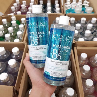 Nước tẩy trang Eveline Hyaluronic Clinic B5 ngăn ngừa mụn lão hóa và dưỡng ẩm da 500ml