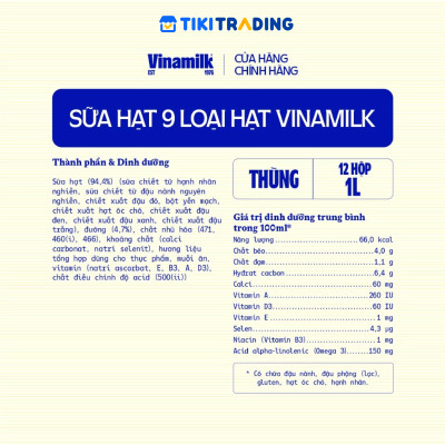 Thùng 12 hộp sữa 9 loại hạt Vinamilk Super Nut 1L