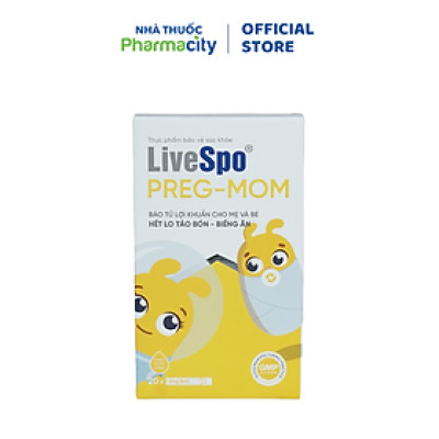 Dung dịch LIVESPO Preg - Mom bổ sung men vi sinh hỗ trợ giảm táo bón và biếng ăn (Hộp 20 ống)