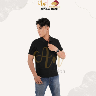 Áo Polo Nam Màu ĐEN Cao Cấp 100% Cotton, Thoáng Mát, Kháng Khuẩn - Gold Rhino