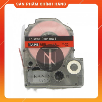 [Combo 3 hộp] Nhãn in Tepra SC18RW (LC-5RBP) - Chữ đen nền đỏ 18mm x 8m - Hàng nhập khẩu