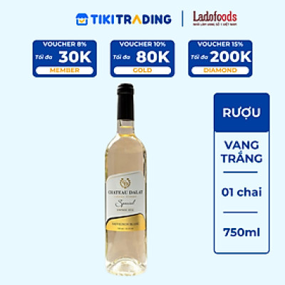 Rượu Vang Trắng Ladofoods Chateau Dalat Special Sauvignon Blanc 750ml 12,5% - Không Kèm Hộp